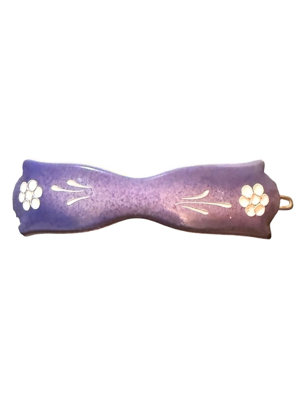 1970’s Purple Floral French Hair Barrette Clip, Boho Hippie Vibes, 3”, Deadstock